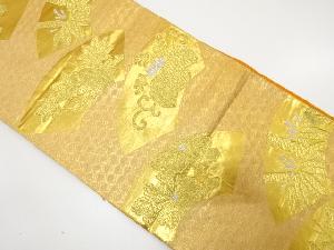 アンティーク　地紙に菊・桐・楓模様織り出し袋帯（材料）